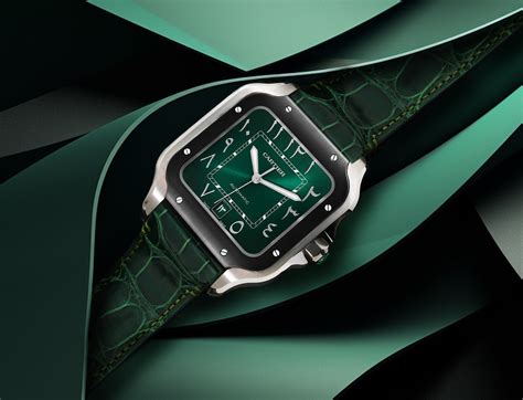 cartier santos green dial medium|santos de cartier manual.